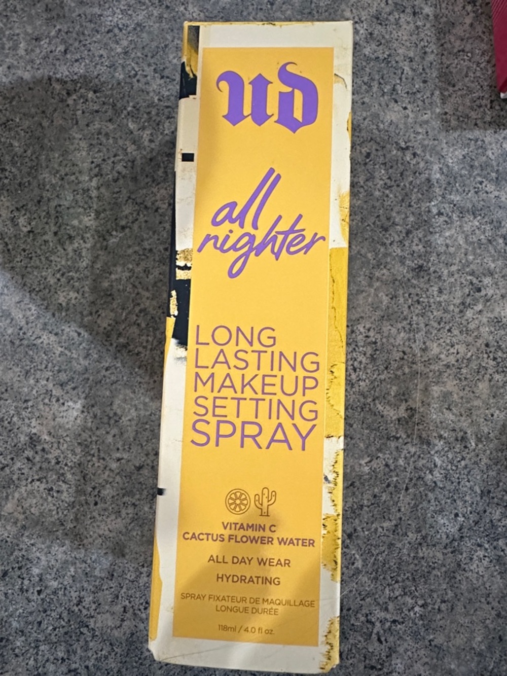 Urban Decay All Nighter Makeup Setting Spray - Yellow & Purple Text